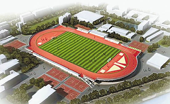 为建社会公共停车场桐乡一中操场被架到空中