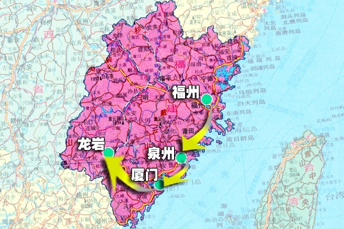 万里行路线示意图--福建省