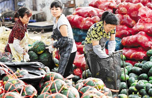 杭州良渚蔬菜批发市场从外地组织货源 平抑菜价上涨
