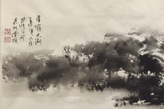 潭岭天湖系列作品集-36山水-规格：136×48cm