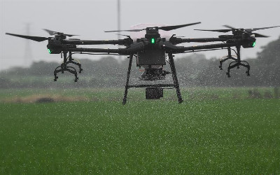 浙江湖州：三千余亩稻田 无人机施肥